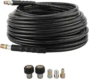 Sewer Jetter Kit for Pressure Washer 5800 PSI 100 FT 1/4 Inch NPT Drain Cleaning Hose Power Washer Hose, Button Nose and Rotating Sewer Jetting Nozzle