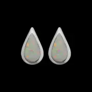 925 Sterling Silver Teardrop Earrings, White Opal Earrings, Rain Drop...