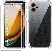 CAUHENYEE Samsung Galaxy Xcover 7 Pro Clear Case with 2 PC Tempered Glass Screen Protector, Soft TPU Silicone Case with Camera Case, Shockproof