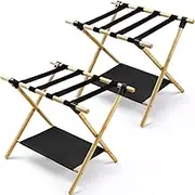 Luggage Rack For Guest Room, Luggage Racks For Suitcases, Suitcase Stand Luggage Stand For Guest Room Essentials (Natural Wood, 2 Pack)