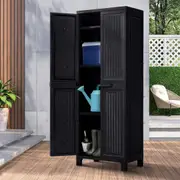Livsip Outdoor Storage Cabinet Box Cupboard Garage Garden Tall Black