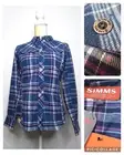 Simms Fishing Flannel Shirt Women's Small Blue Plaid Primaloft Blend #W1792