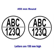 2x Boat Rego Stickers Vinyl Decal Round 450mm High-Quality Compliant & Customize