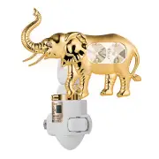 24K GOLD PLATED SWAROVSKI CRYSTAL STUDDED ELEPHANT SENSOR NIGHT LIGHT UL LISTED