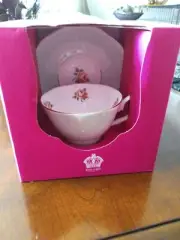 Royal Albert Polka Rose Formal Teacup & Saucer 8701026135 Vintage Boxed Set NEW