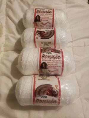 4 Vintage Pepperell Bonnie Macrame Braid Cord 4mm 100 Yards White NOS