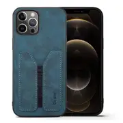 Denior For Apple iPhone 12 Pro Leather Case with Elastic Wallet Card Holder Slot Pocket Cover – Blue