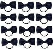 Naisfei 12 Pcs Girls Bows Hair Ties, School Style Hair Band with Bow,School Hair Accessories Bow Bobbles Hair Bows and Elastics Hair Bands, Great Match for School Uniform