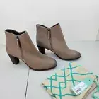 MIA Maddock New Zippered Heeled Boot Bootie Size 9.5 M Taupe Brown Leather Shoe