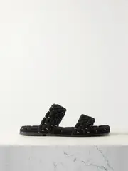 [Dries Van Noten] Dries Van Noten - Woven Metallic Suede Slides - Black - IT39.5 IT 39.5 Black