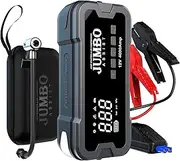 Jump Starter with Air Compressor 150psi Built-in,12V Powerful 4000A, 24000mAh Slim Powerbank, for 10L Gas, 8L Diesel Engines, Portable Tire Inflator Emergency kit with high Torch-Lights JUMBO ASSIST