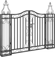 vidaXL Ornamental Garden Gate - Black Wrought Iron - Quick Lock Bolt Hinge - 121 x 8 x 100 cm