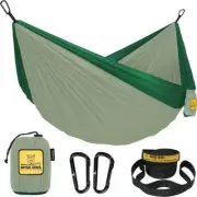 ITOPFOX Portable Camping Hammock Bed 9-ft Durable Sage/Dark Green Single Layer