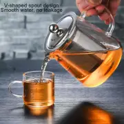 Stove Top Heat Resistant Glass Teapot Infuser With Steel Mesh For Loose Tea Leaf