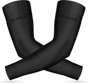 KEKING Lymphedema Compression Arm Sleeves (Pair), 15-20 mmHg Graduated Compression Arm Support with Silicone Band, Post Surgery Recovery, Pain Relief, Swelling, Lipedema, Edema, Black XL