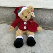 Vintage Russ Berrie Sammy Santa Teddy Bear Christmas Plush Sits 10" Tall