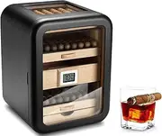 [ZyKnaurral] Cigar Humidor, Cedar Wood Storage Box with 1 Humidifiers, 1 Digital Hygrometer, Large Capacity for about 110 Cigars, for Men Gift,A