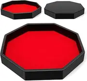 Dice Board with Felt Underlay, Dice Rolling Tray, Felt Lined PU Leather Octagon Dice Tray for Dungeon Crawler Games