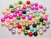 200 Mixed Colour Acrylic Half Pearl Flatback Round Bead 10mm Scrapbook Craft