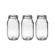 Argon Tableware Glass Storage Jars with Airtight Clip Lid - 2 Litre Set - Pack of 3