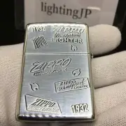 Zippo Successive Generations Logo Silver Brass Oil Lighter Regular Case Japan