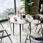 Wisfor Modern Round Solid Marble Kitchen Room Dining Table Retro w/ 2-4 Seats