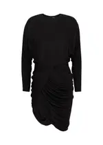 Saint Laurent Draped Asymmetric Satin-jersey Mini Dress - Black - 12 12
