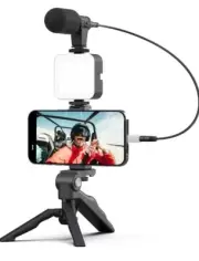 Smartphone Vlogging Kit Tripod Stand & Handheld Grip, Black