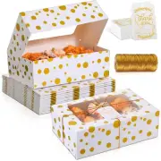 50 Pack Christmas Gold Dot Cookie Boxes for Gift Giving Bakery Boxes with Win...