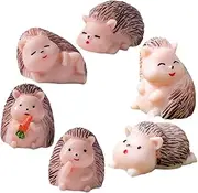 6Pcs Hedgehog Model Model Decorate Crafts Cake Statue Statuette Toy Tiny Hedgehog Carrot Hedgehog Decor Animal trinkets Bulk Little Hedgehog Resin Garden Decor top hat