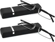 Half Frame Reading Glasses - Half Rim Computer Readers with Glasses Case for Men (2 PCS in Pouch)
