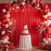 10ftx8ft Red Wrinkle-Free Backdrop Drapes, Not See-Through Red Polyester Background Curtains Backdrop Decorations for Party