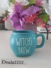 Rae Dunn ~ Teal Blue Cauldron Shaped Witch’s Brew Mug With Recipe On Back!!