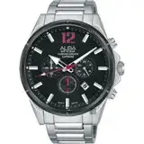 在飛比找遠傳friDay購物優惠-ALBA雅柏 ACTIVE 活力運動計時手錶-黑x銀/43m