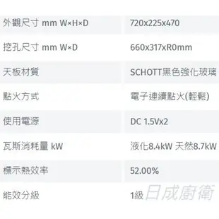 林內牌二口嵌入式 黑玻璃 緻溫崁入式瓦斯爐 RBTS-A2660G《日成廚衛》