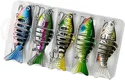 AmazingJul 5Pcs Artificial Fishing Lures, Bionic Swimbaits with Hooks for Men and Women.