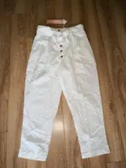 Alice Mccall Perla paper bag Pants 14 bnwt white $260 free post (h78)