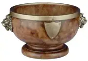 Bowl TRADITIONAL Lodge Lion Heads Round Resin Hand-Painted Hand-Cast Pai