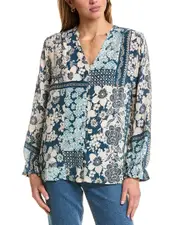 Johnny Was Joasie Silk Blouse m Blue