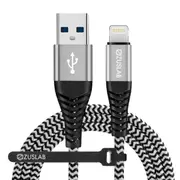 [1M+2M] ZUSLAB Nylon USB-A to Lightning Charging Cable Charger Cord for Apple iPhone 12 Pro Max / 12 Pro / 12 / 12 Mini - Black