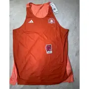 Adidas women Large Boston Marathon 2023 running singlet Tank Top Brown HY3260