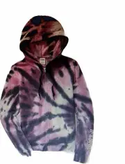 Victoria's Secret Pink Large Nwt Everyday Tie Dye Purple Blue Full Zip Hoodie