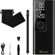 Portable Electric Digital Tire Inflator Air Compressor, Smart Car Tire Pump Bicycle Air Pump, 2500mAH 120PSI Pressure Gauge, for Car Bike Motorcycle, Various Balls, Multiuse Flashlight and Powerbank