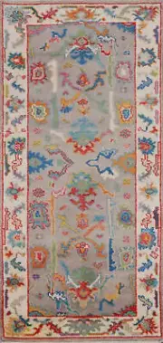 Exquisite Oushak Indian Wool Rug Bedroom 3x6 ft Grey Carpet