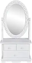 Vanity Makeup Table with Oval Swing Mirror MDF,Vintage Chic Oval Tilting Mirror Vanity Table with Pullout Drawers Vanity Units