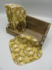 NEW napkins 10 reuseable baby wipes flannel queen bee kind honey bumble floral