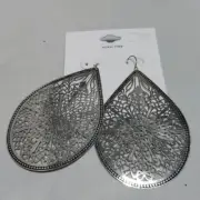 2 for $15 Target teardrop metallic filigree silver fish hook earring NWT