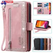 For Samsung S25 S24 S23 S22 S21 FE Ultra Case Zipper Leather Wallet Flip Cover