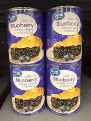 4 CANS Great Value Blueberry Pie Filling & Topping 21 oz Crust Muffin