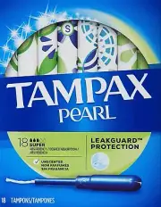 Tampax Pearl Tampons with Plastic Applicator, Super Absorbency, Unscented, 18...